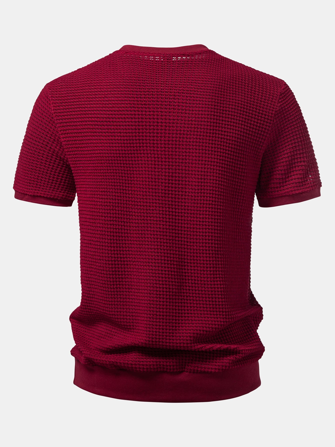 Short Sleeve Waffle Ribbed Hem T-Shirt
