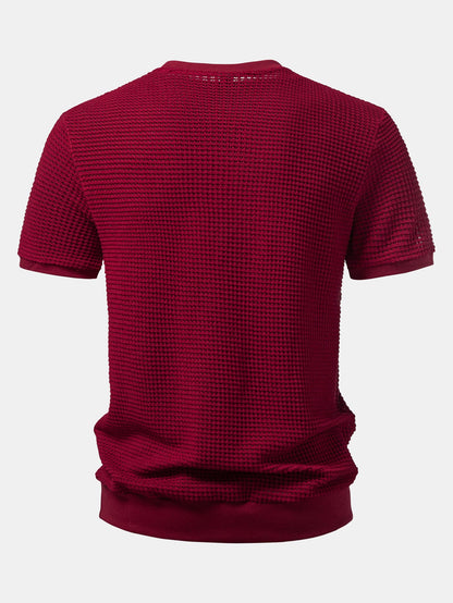 Short Sleeve Waffle Ribbed Hem T-Shirt