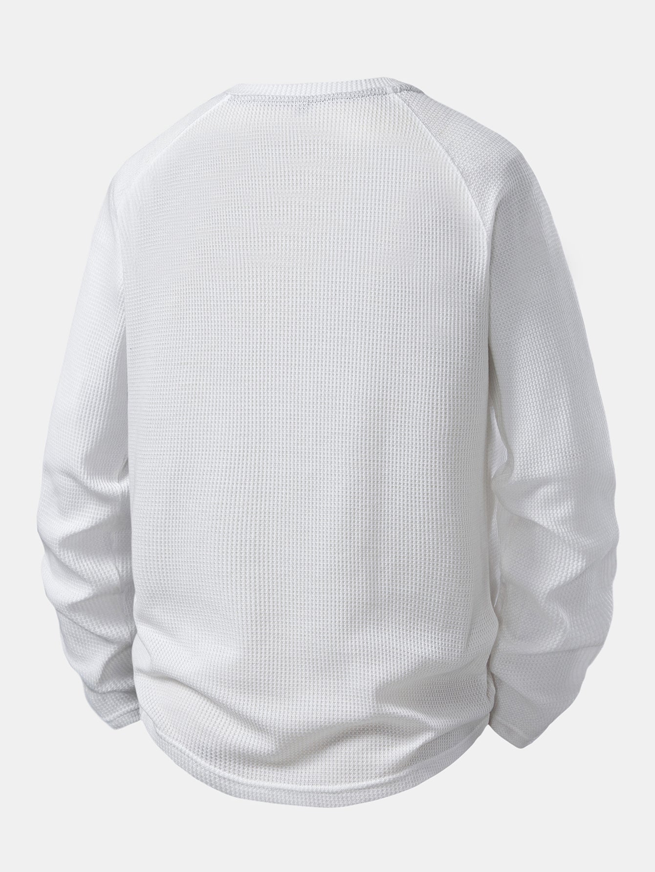 Long Sleeve Arc Hem Waffle Henley Shirt