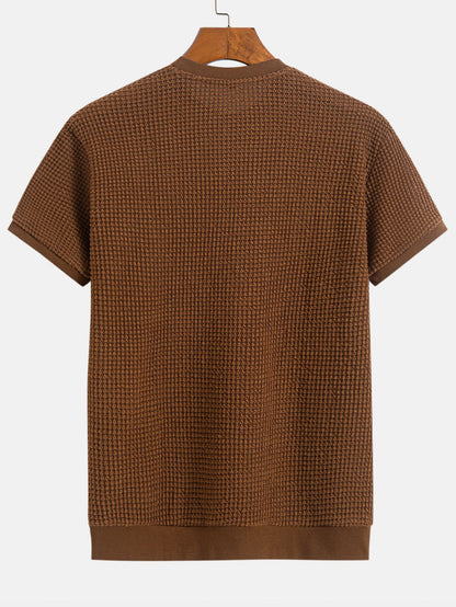 Short Sleeve Waffle Ribbed Hem T-Shirt