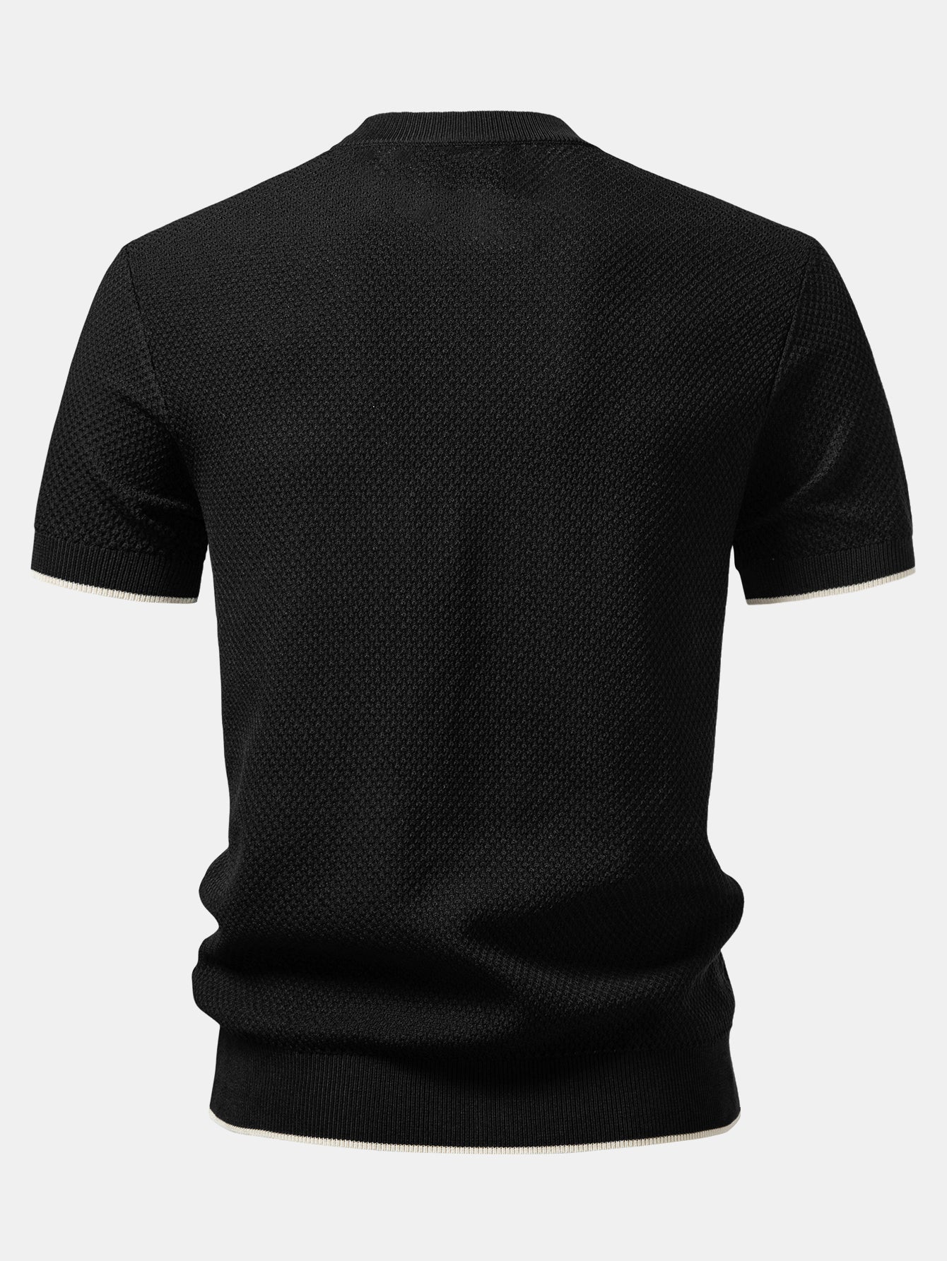 Contrast Trim Textured Knit T-Shirt