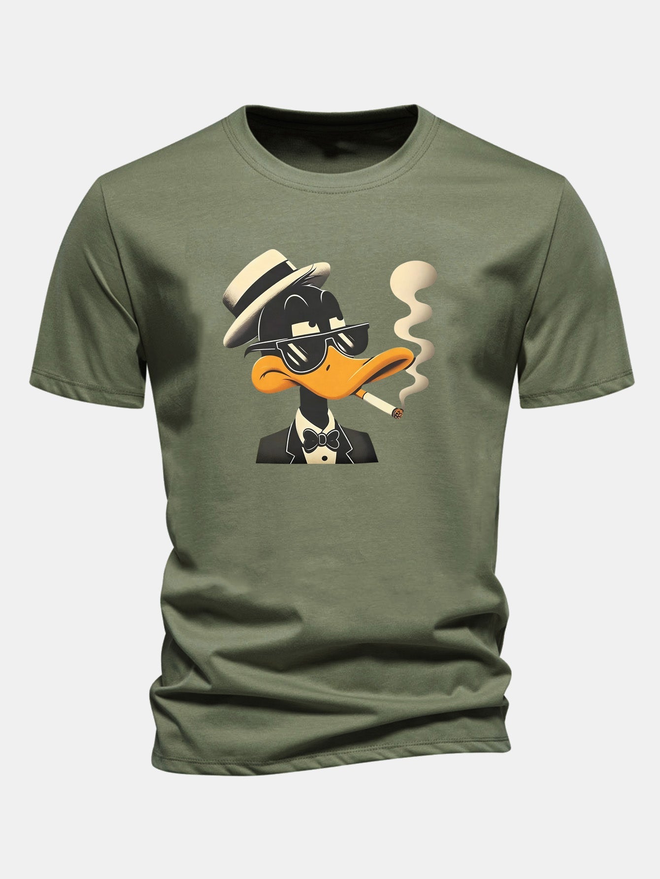 Regular Fit Dapper Duck Print Cotton T-Shirt