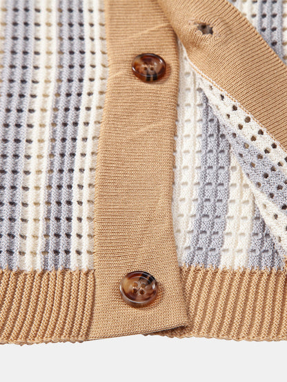 Stripe Eyelet Crochet Shirt