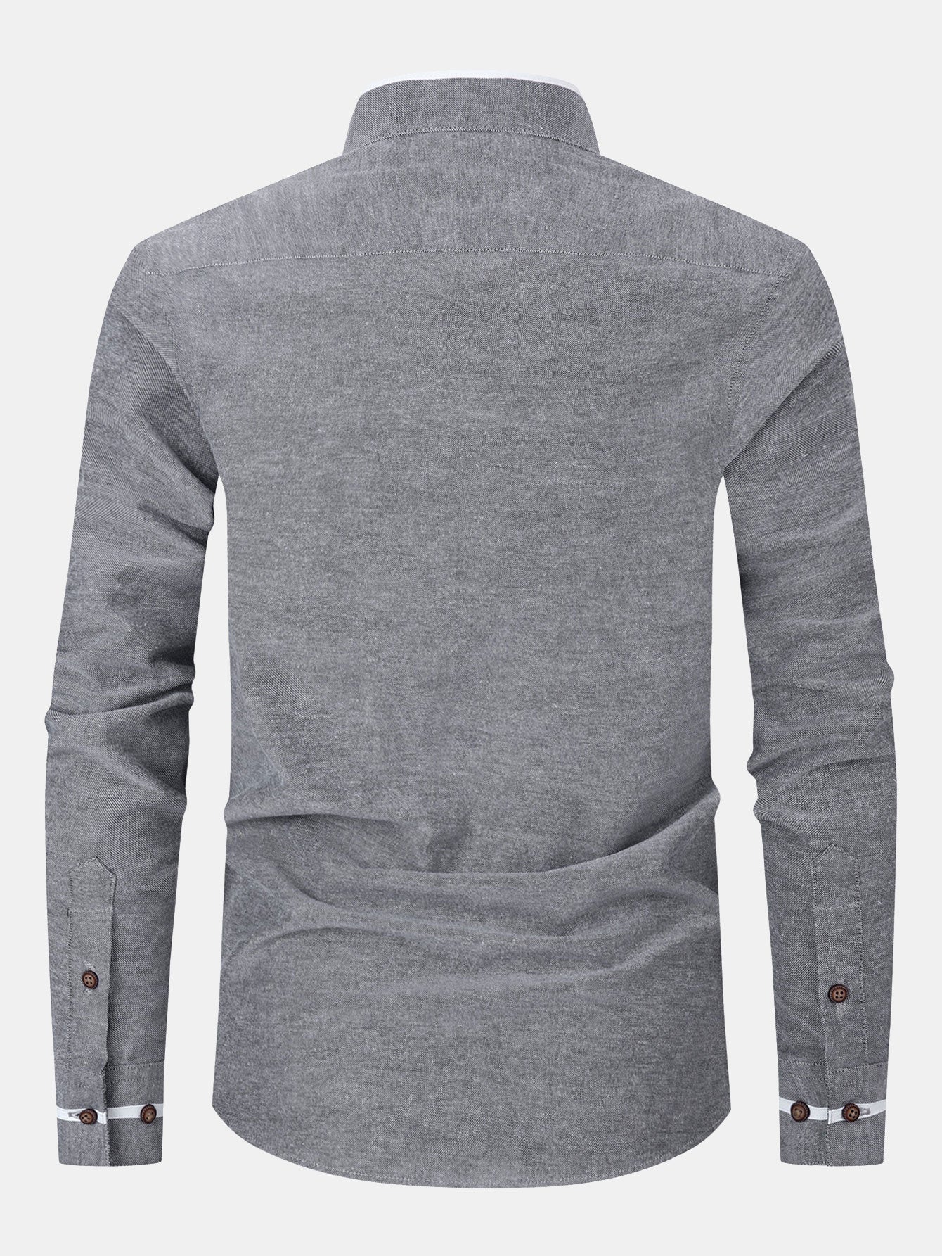 Long Sleeve Contrast Stand Collar Oxford Shirt