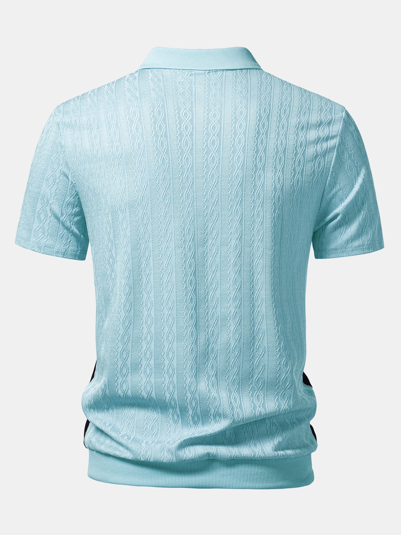 Two Tone Twisted Jacquard Zipper Knit Polo
