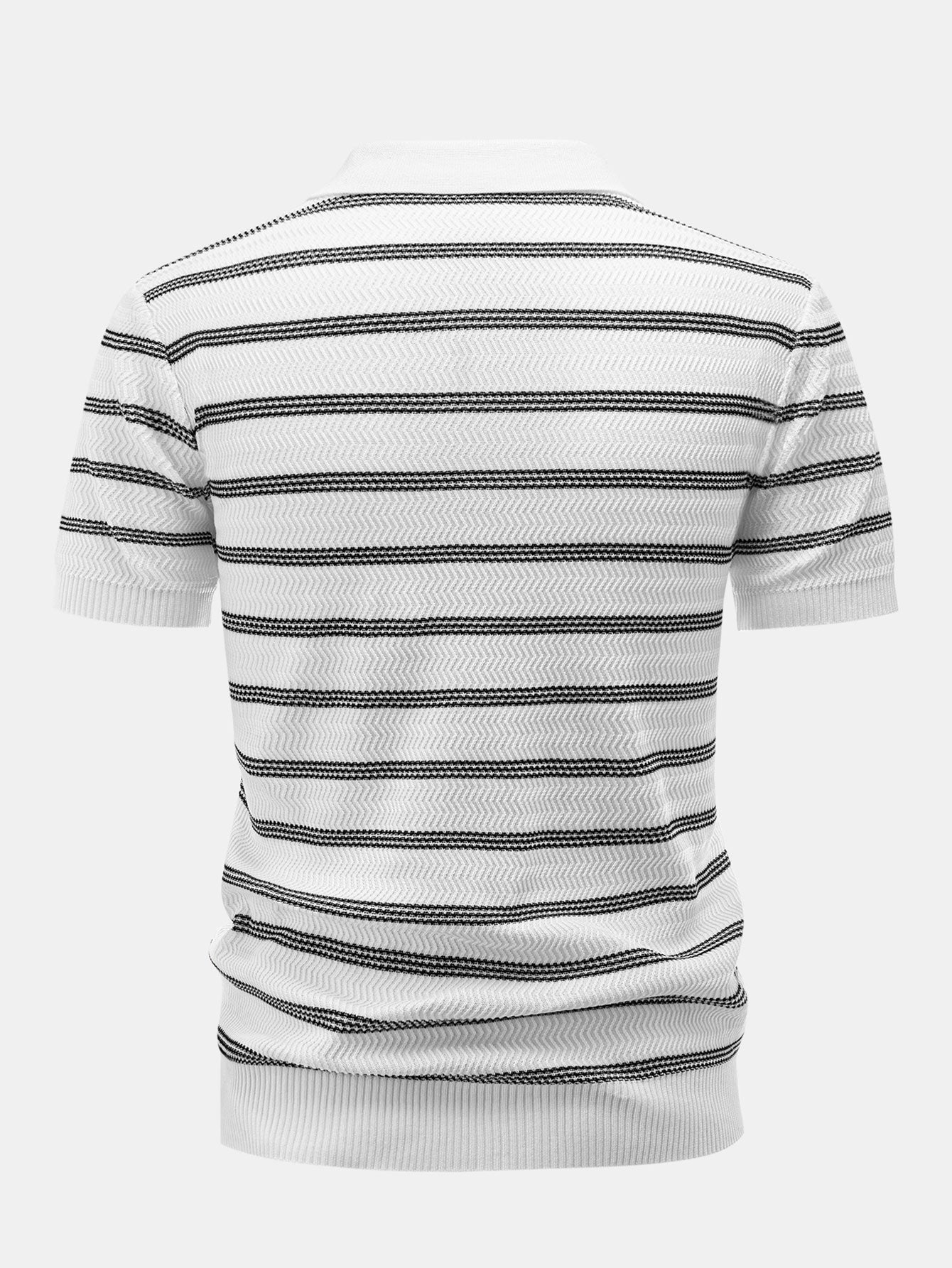 Striped Zipper Knit Polo