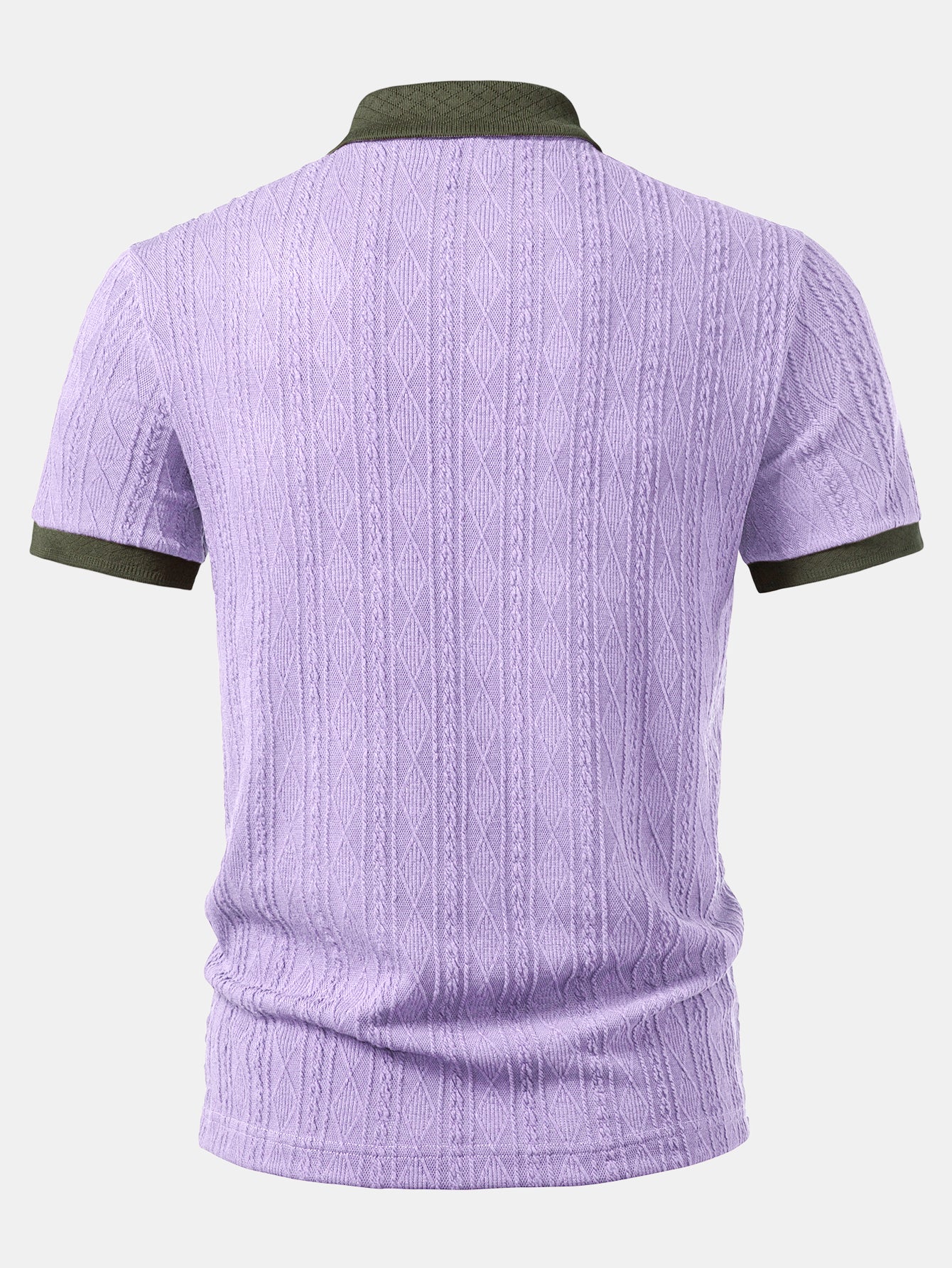Contrast Collar Geometric Jacquard Knit Polo
