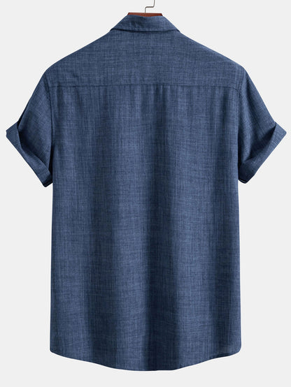 Textured Button Up Shirt With Two Pockets