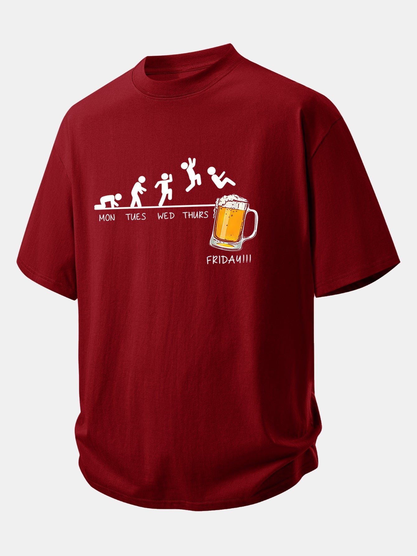 Relax Fit Beer Weekly Plan Print Cotton T-Shirt