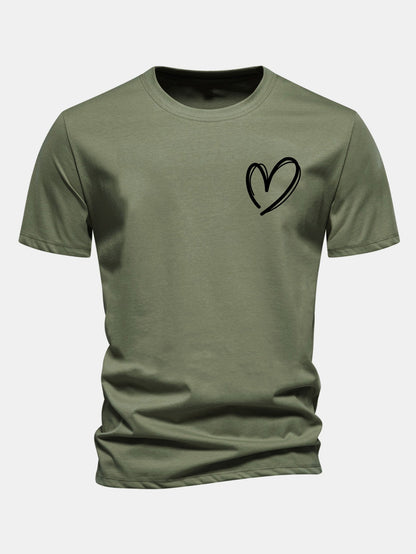 Regular Fit Heart Print Cotton T-Shirt