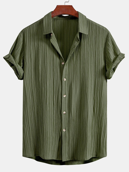 Crinkled Textured Button Up Shirt
