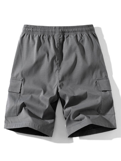 Solid Color Cargo Drawstring Shorts