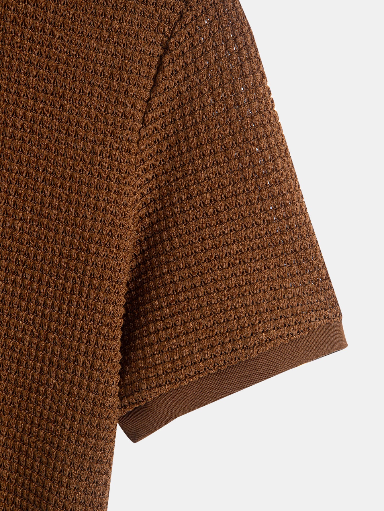 Waffle Textured Ribbed Hem Henley Shirt