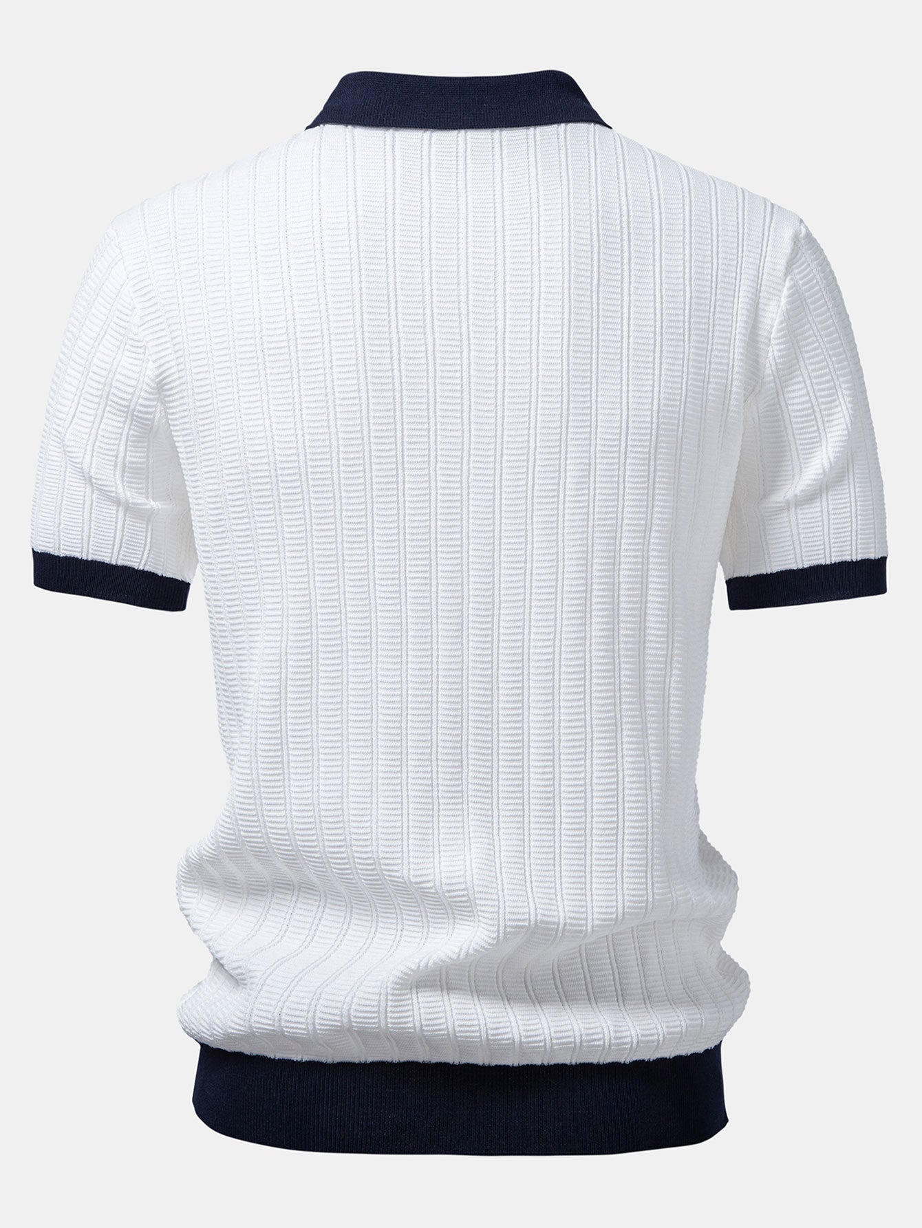 Contrast Textured Johnny Collar Knit Polo