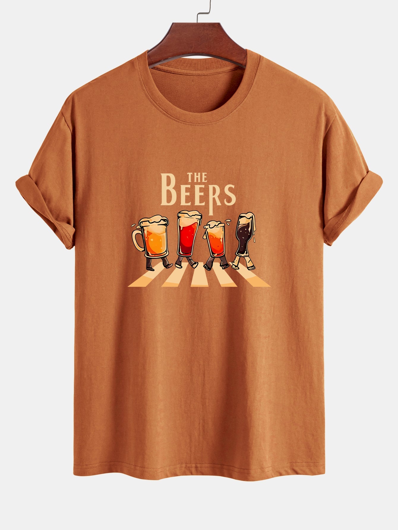 Regular Fit Beer Print Cotton T-Shirt