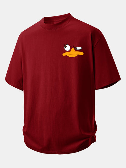 Relax Fit Emoji Duck Print Cotton T-Shirt