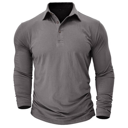 Fitted Long Sleeve Polo For Muscular Build