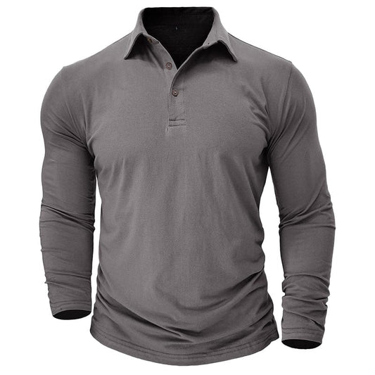 Fitted Long Sleeve Polo For Muscular Build