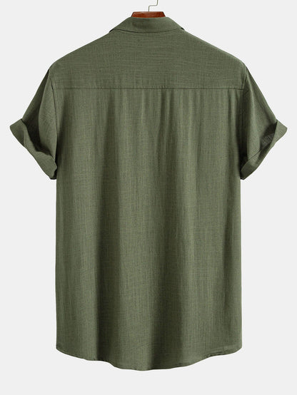 Linen Rayon Blend Pocket Utility Shirt