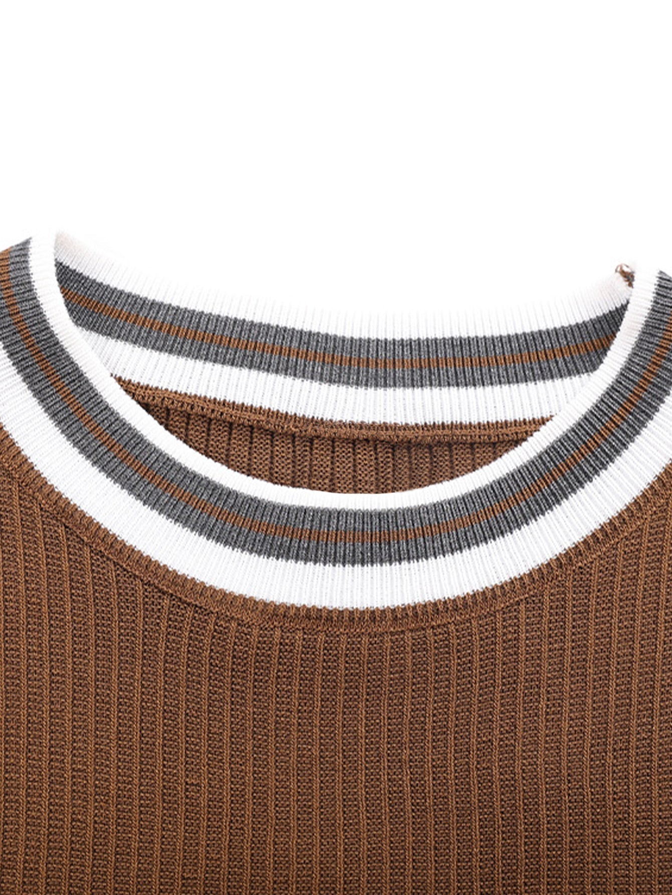 Textured Contrast Crew Neck Knit T-Shirt