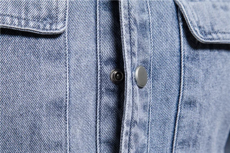 Washed Denim Overshirt With Pockets