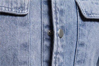 Washed Denim Overshirt With Pockets