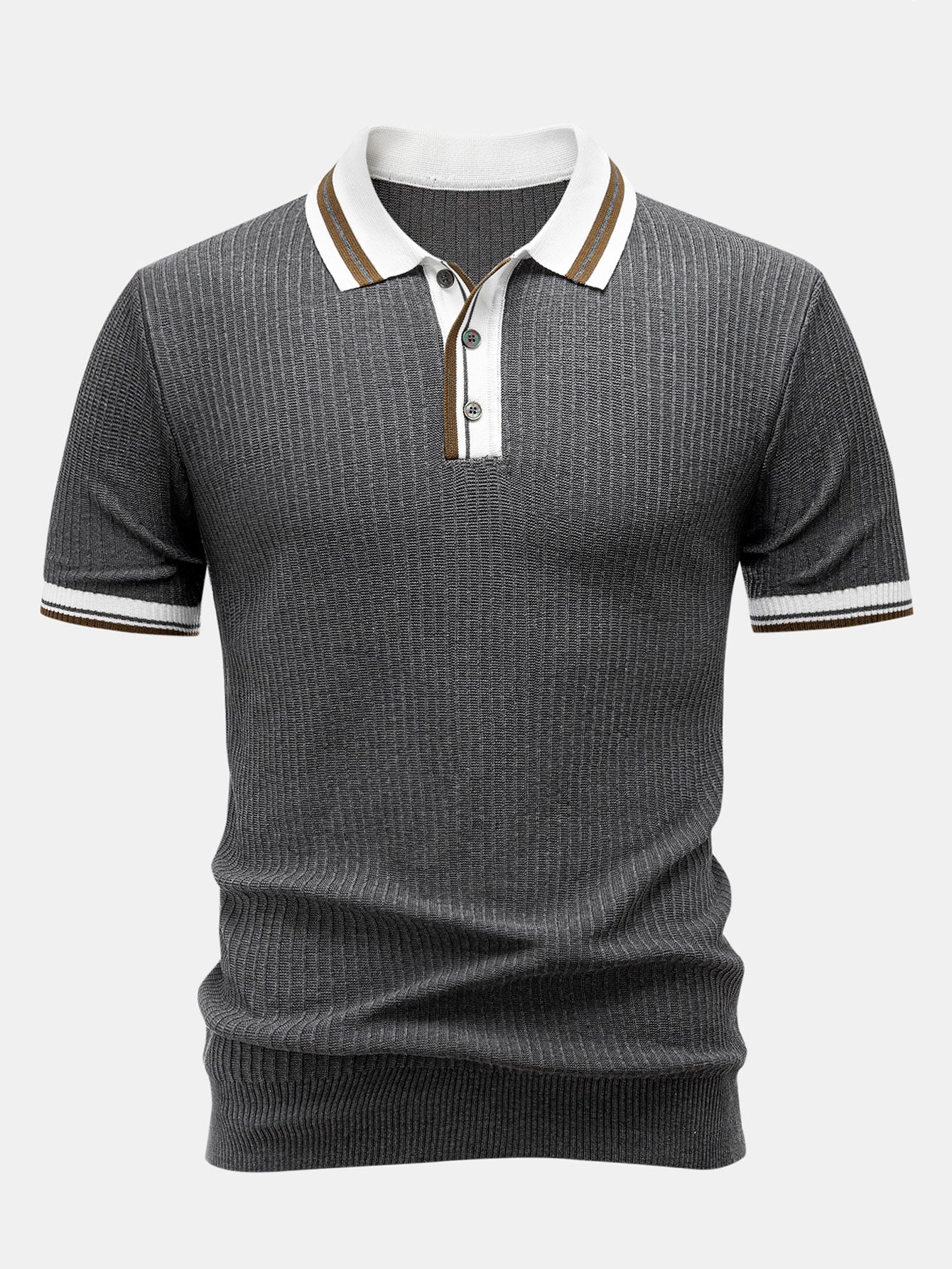 Contrast Trim Knit Polo Shirt