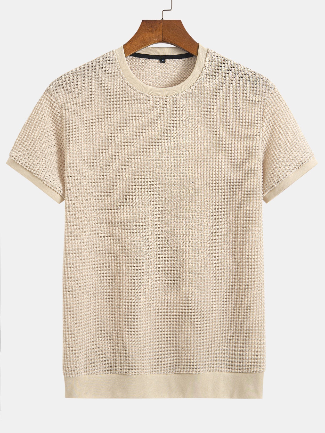 Short Sleeve Waffle Ribbed Hem T-Shirt