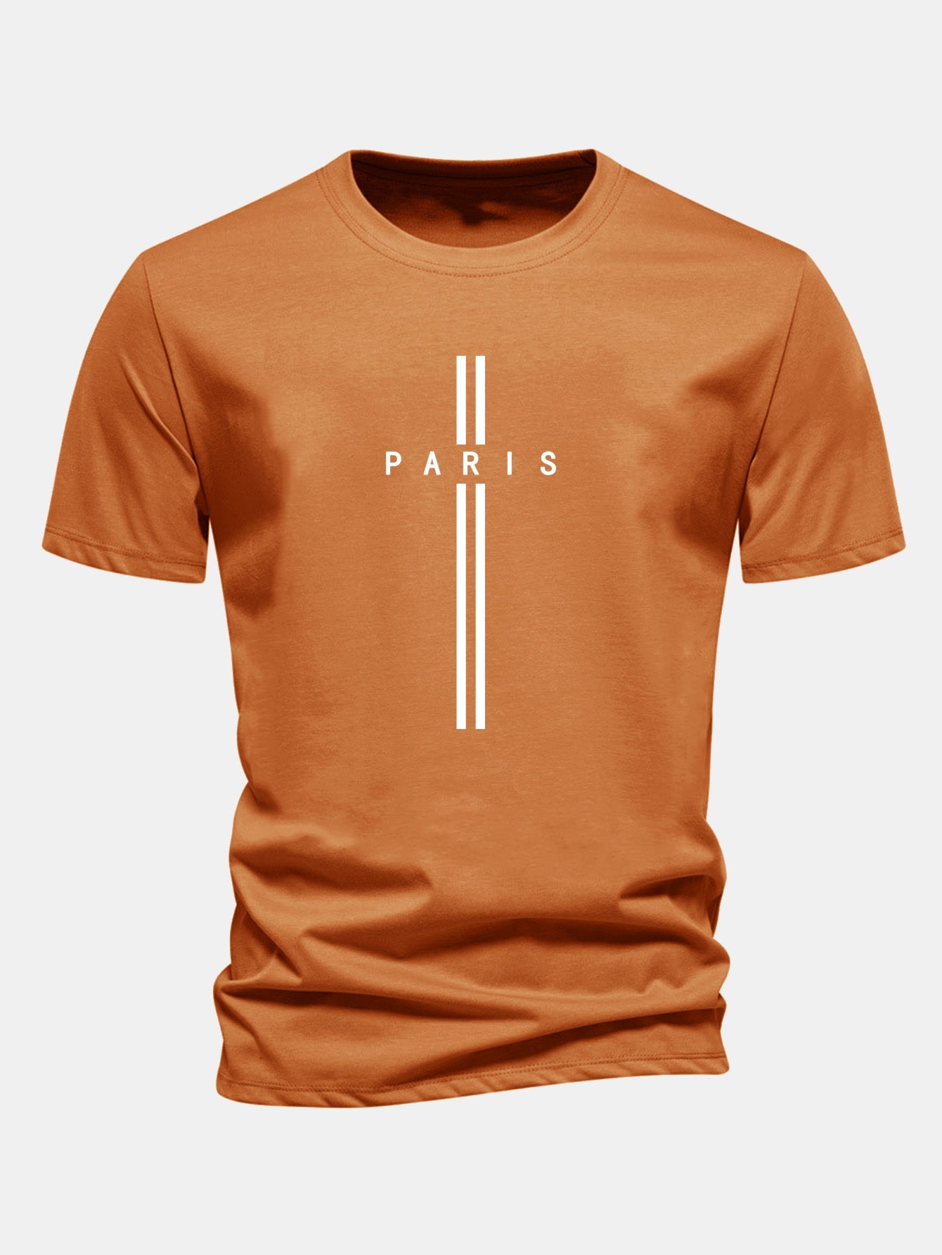 Regular Fit Paris Stripe Print Cotton T-Shirt