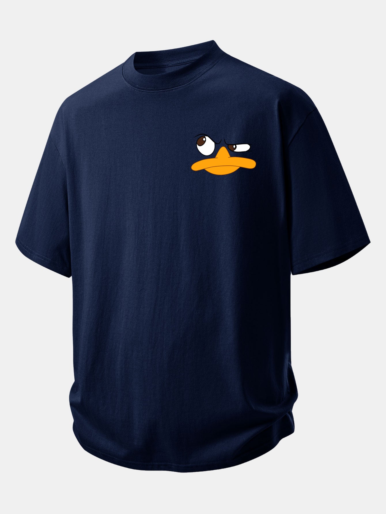 Relax Fit Emoji Duck Print Cotton T-Shirt