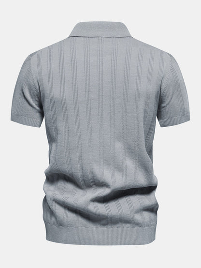 Stripe Knit Polo Shirt