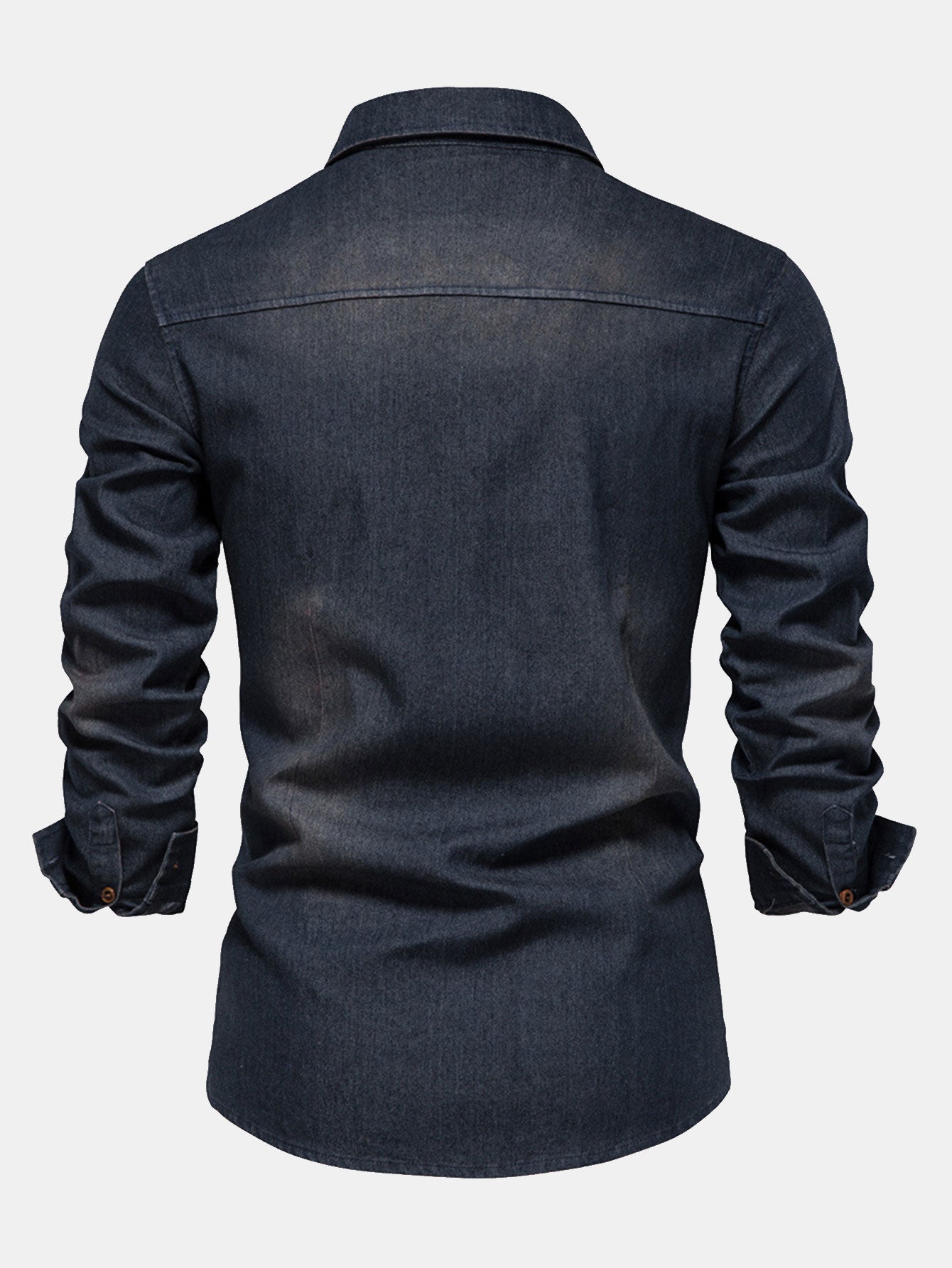 Washed Denim Western Shirt With Pockets