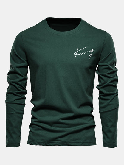 Long Sleeve King Print Cotton T-Shirt