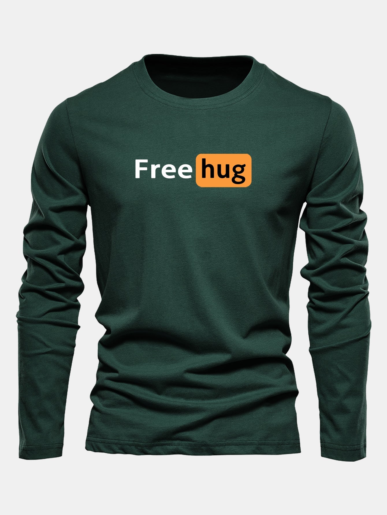 Long Sleeve Free Hug Print Cotton T-Shirt