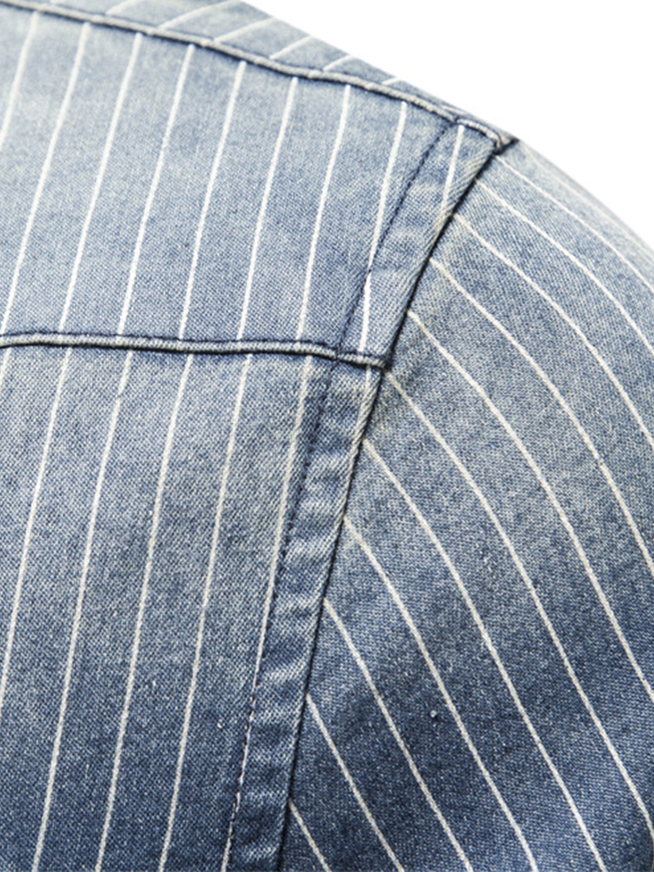Stripe Washed Denim Shirt With Pockets