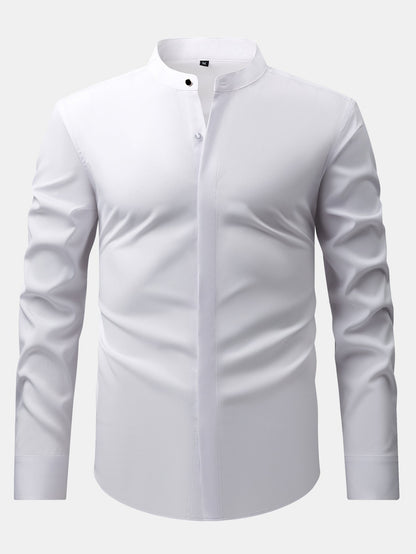 3 Pieces Non-Iron Hidden Placket Stand Collar Dress Shirt