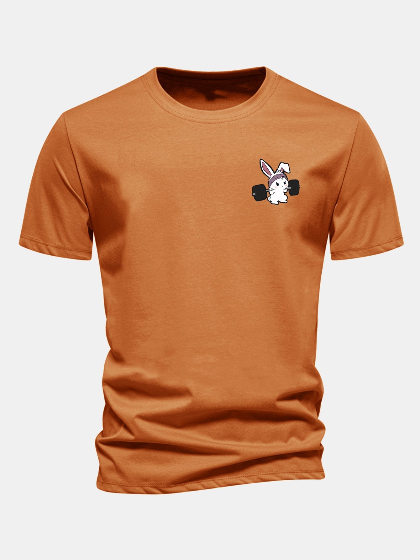 Regular Fit Fitness Rabbit Print Cotton T-Shirt