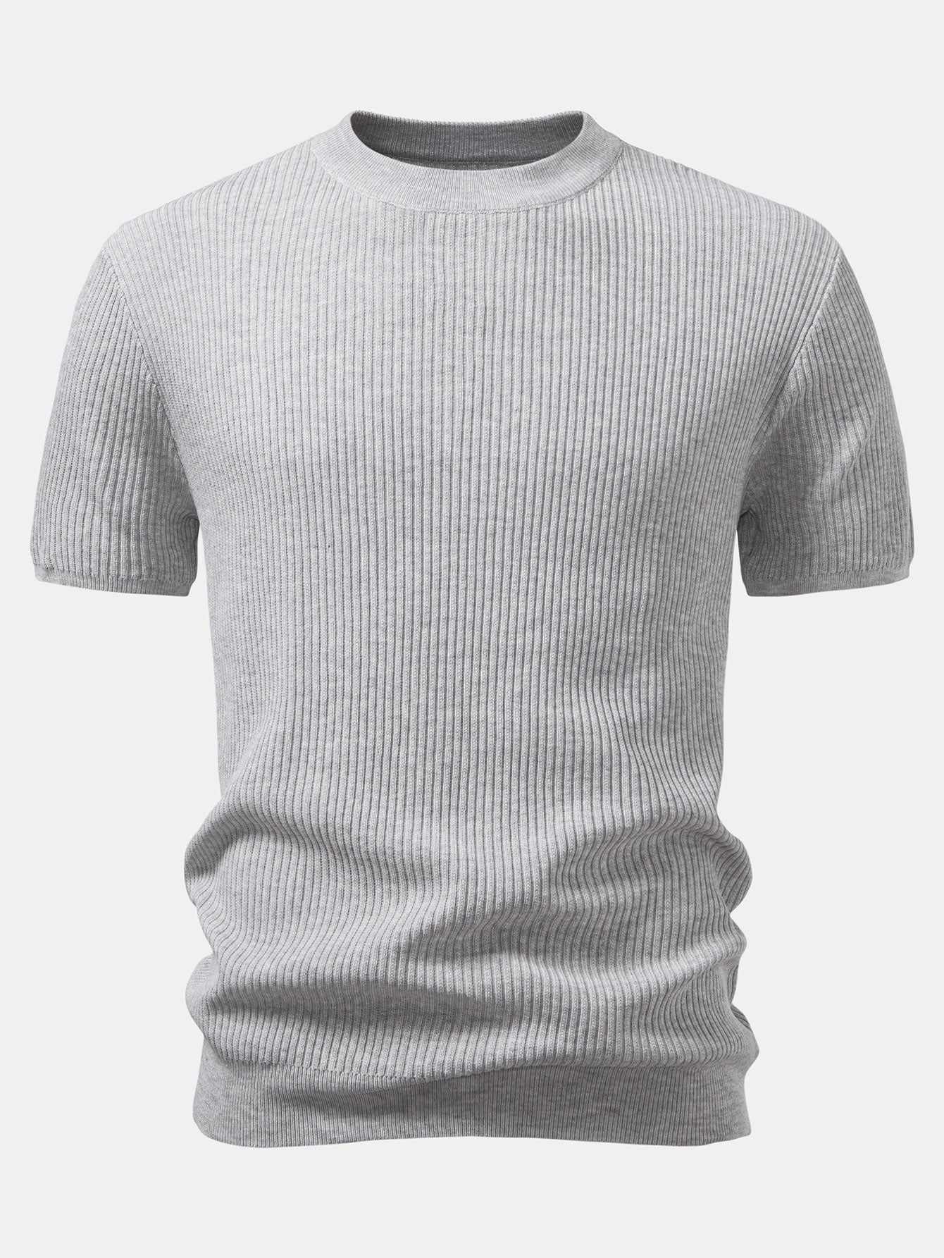 3 Pieces Ribbed Crew Neck Knit T-Shirt