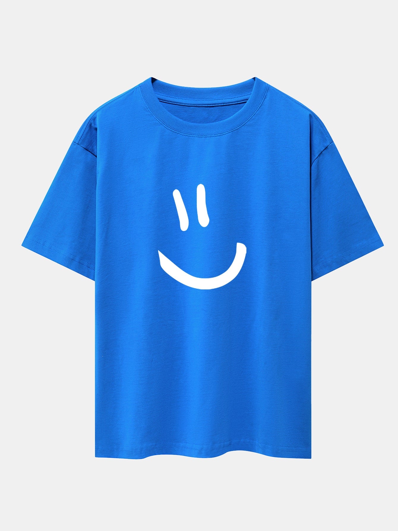 Smiley Face Print Drop Shoulder Oversize T-Shirt