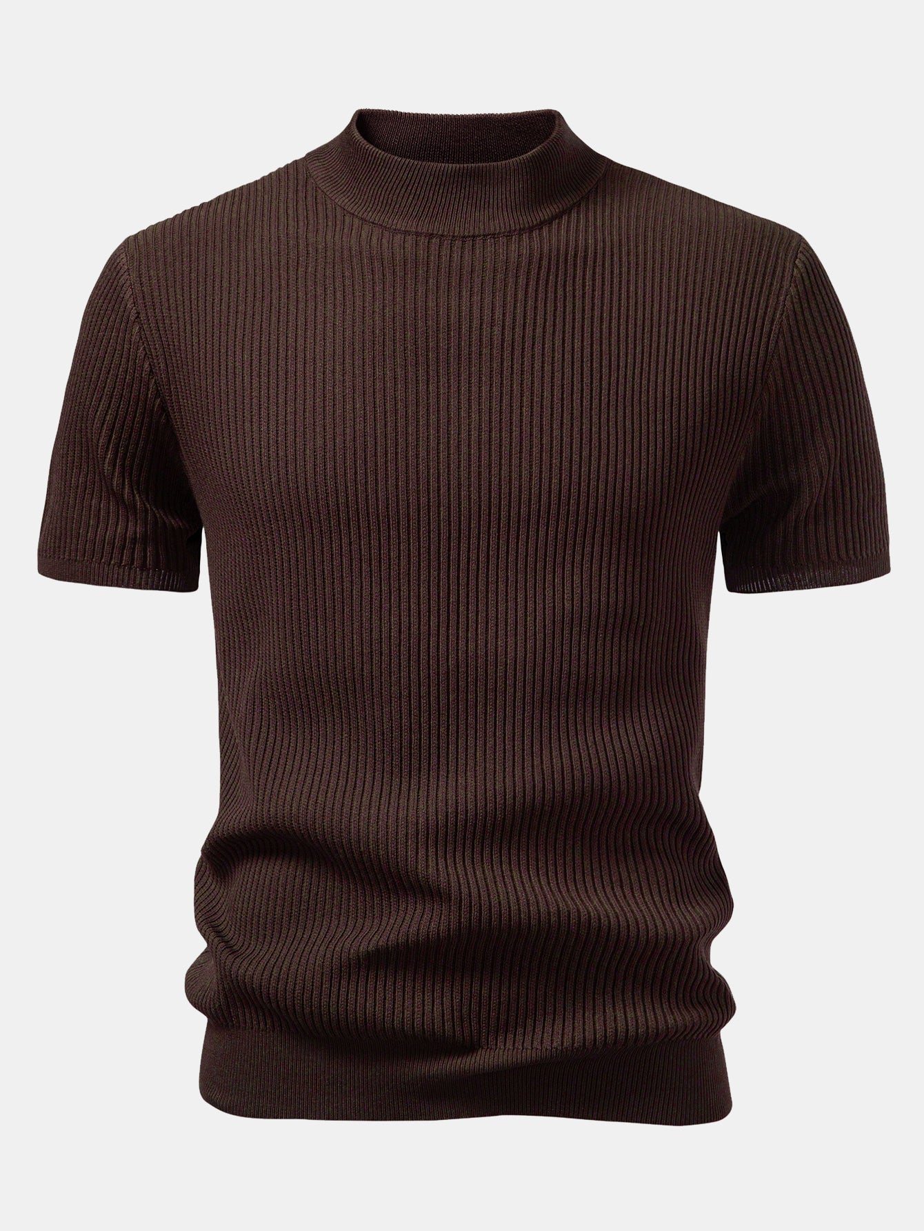 3 Pieces Ribbed Mock Neck Knit T-Shirt