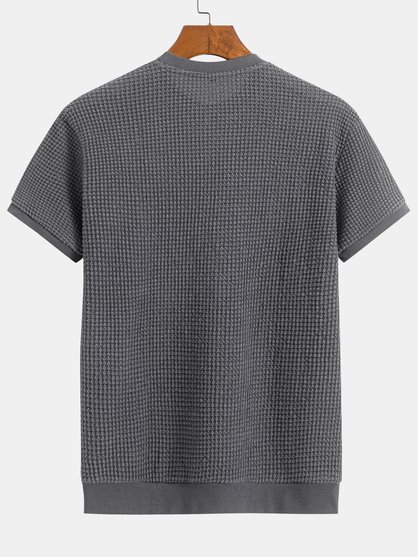 Short Sleeve Waffle Ribbed Hem T-Shirt