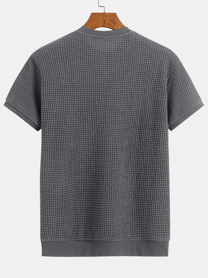 Short Sleeve Waffle Ribbed Hem T-Shirt