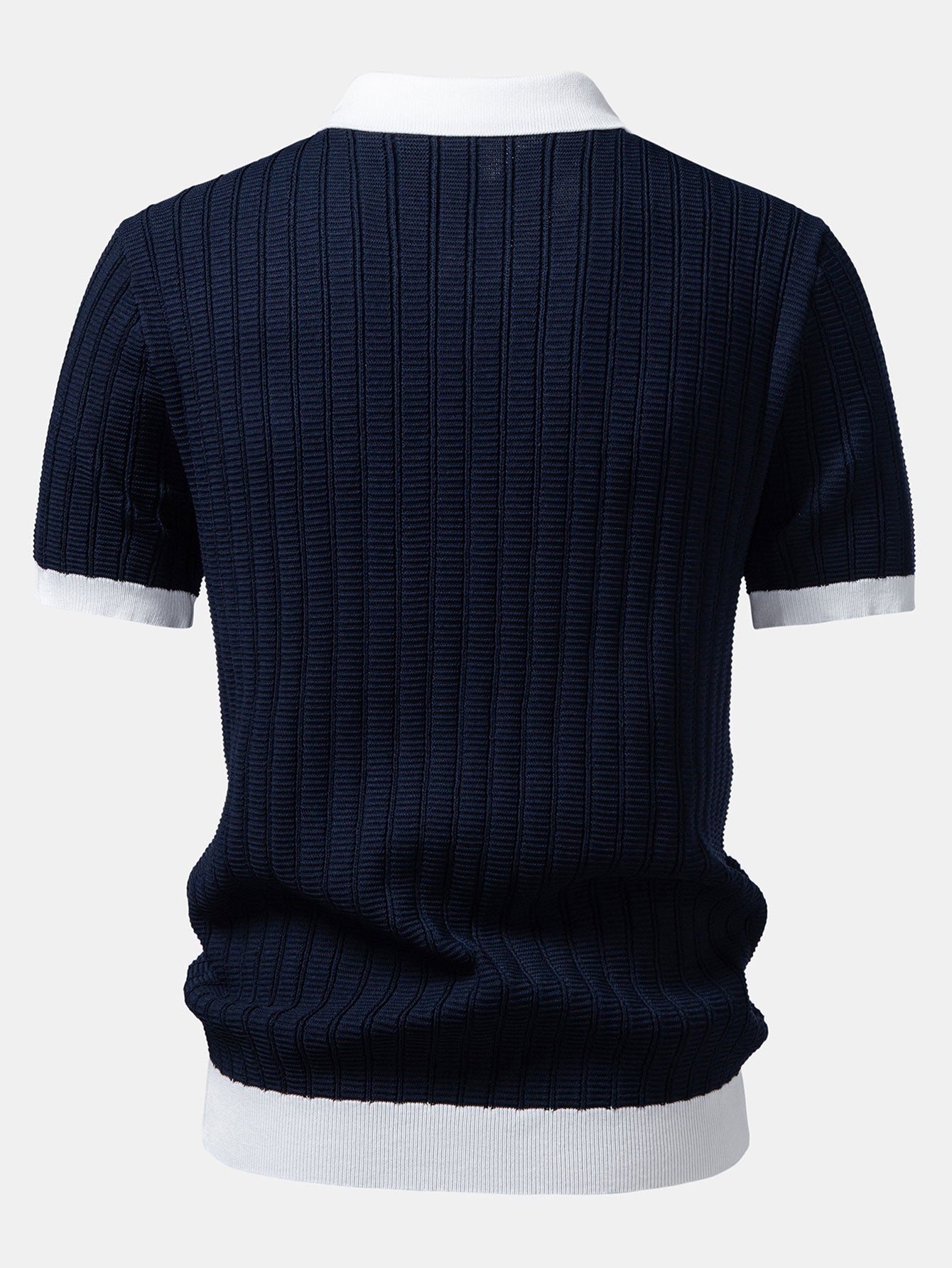 Contrast Textured Johnny Collar Knit Polo
