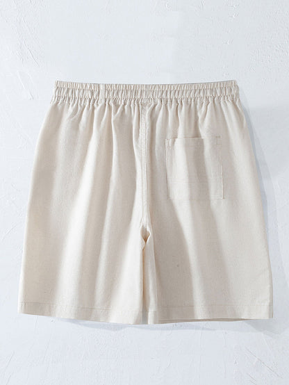 Linen Cotton Blend Drawstring Shorts