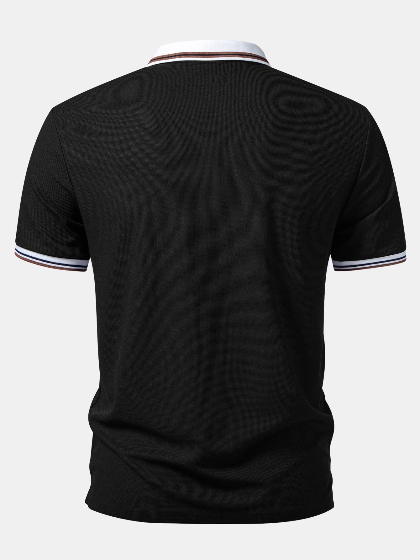 Contrast Trim Waffle Johnny Collar Polo