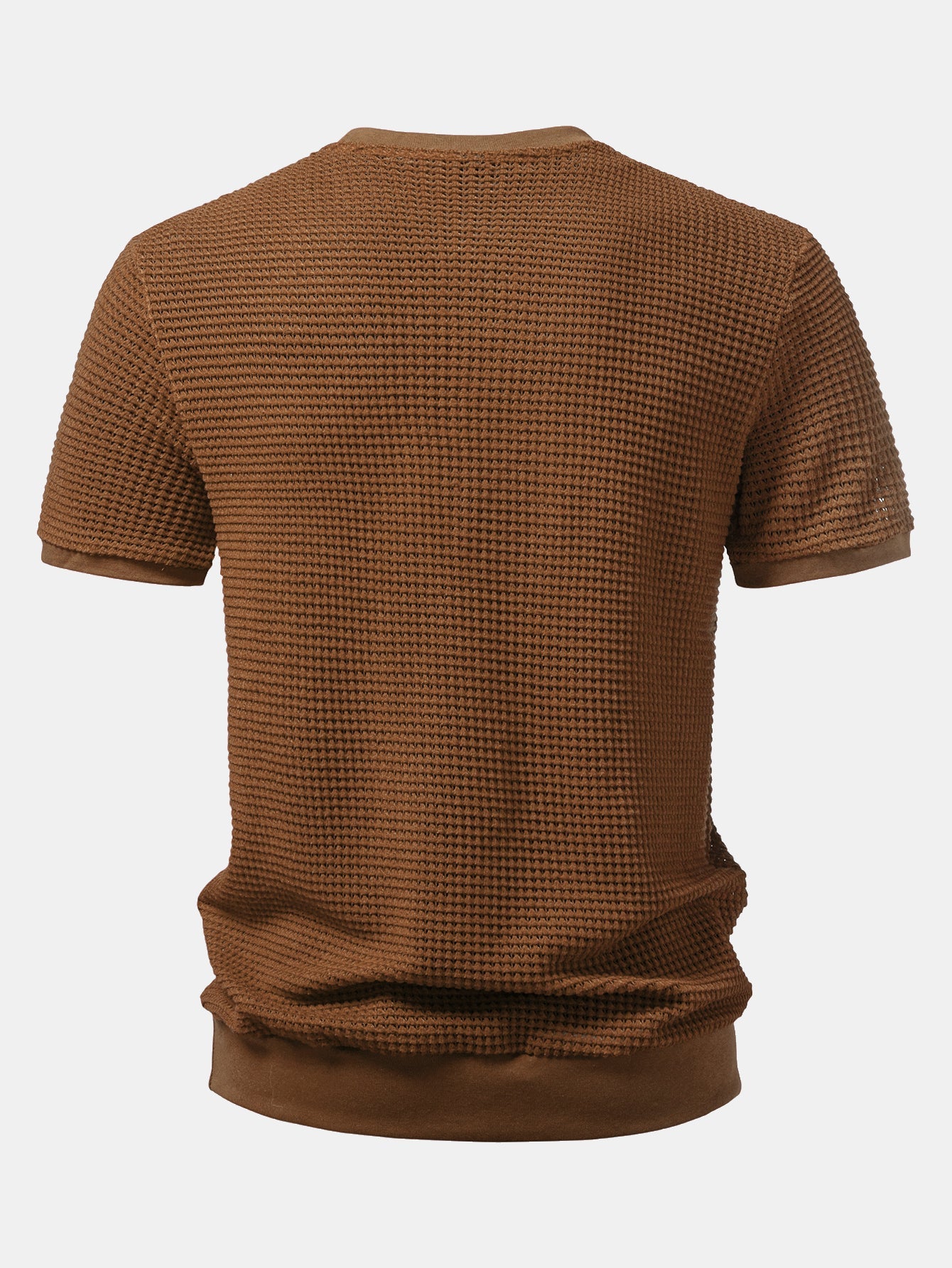 Short Sleeve Waffle Ribbed Hem T-Shirt