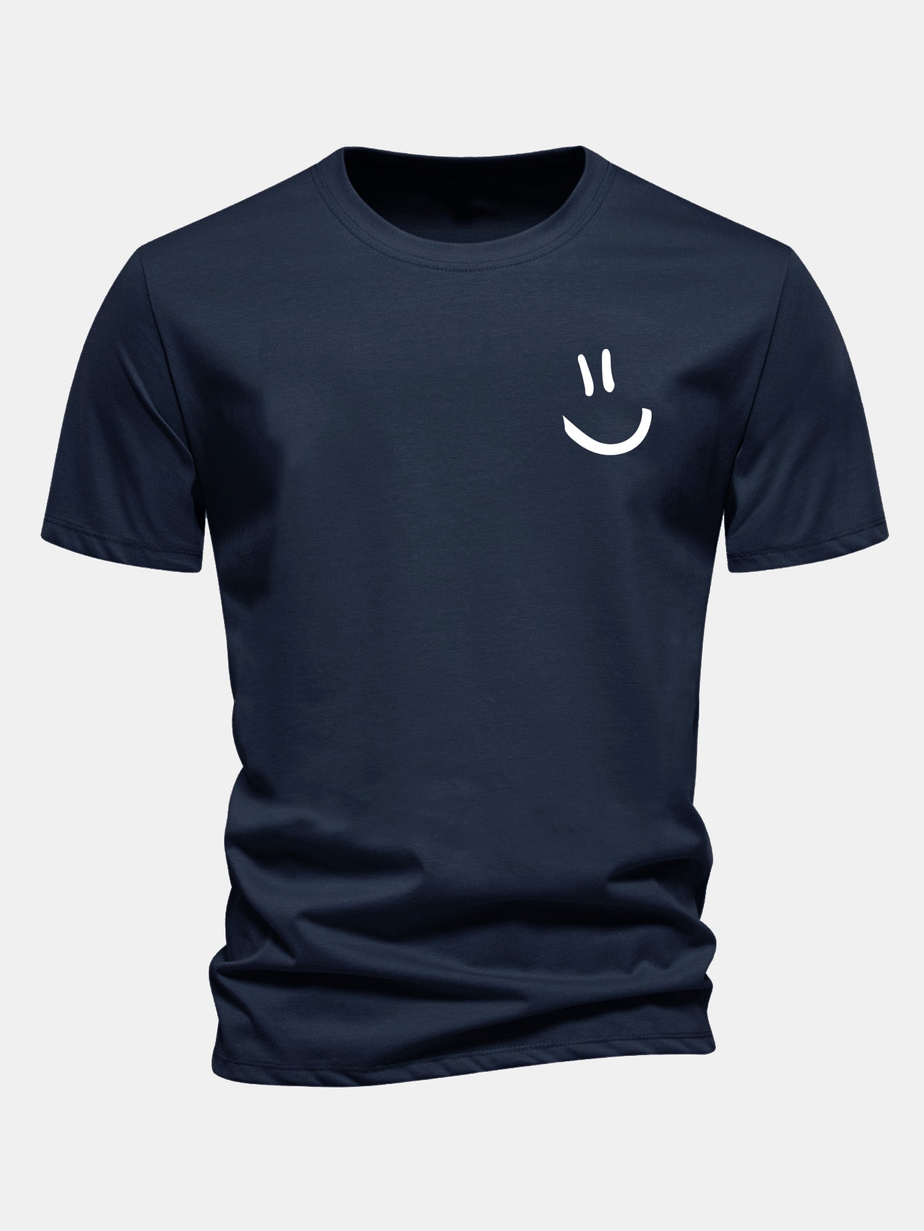 Regular Fit Smiley Face Print Cotton T-Shirt