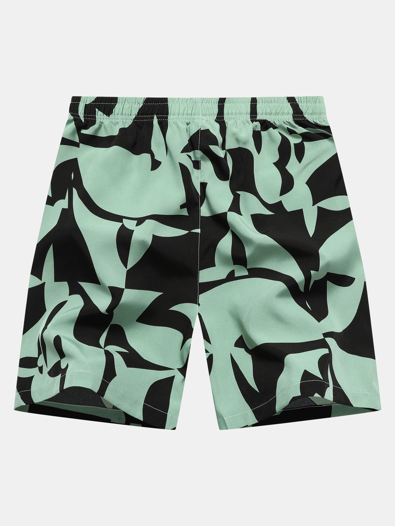 Color Block Print Zipper Pocket Shorts