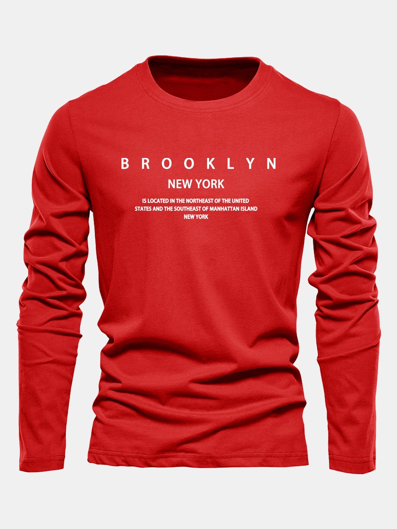 Long Sleeve NY Brooklyn Print Cotton T-Shirt