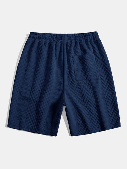 3 Pieces Diamond Geometric Jacquard Drawstring Shorts